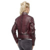 Burgundy Antique Leather Jacket for Women - Image 4