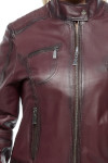 Burgundy Antique Leather Jacket for Women - Image 5