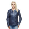 Midnight Blue Leather Coat for Women - Image 2