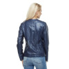 Midnight Blue Leather Coat for Women - Image 4