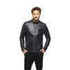 Navy Blue Jumbo Sports Leather Jacket for Men