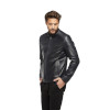 Navy Blue Jumbo Sports Leather Jacket for Men - Image 3