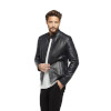 Navy Blue Jumbo Sports Leather Jacket for Men - Image 4