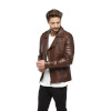 Jumbo Whiskey Brown Biker Jacket for Men - Image 3