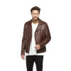 Jumbo Whiskey Brown Biker Jacket for Men - Image 5
