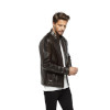 Renzo Brown Antique Leather Coat for Men - Image 4