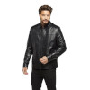 Sport Stitched Classic  Black Leather Coat for Men