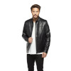 Sport Stitched Classic  Black Leather Coat for Men - Image 2