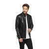Sport Stitched Classic  Black Leather Coat for Men - Image 3