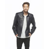 Black Sports Leather Coat for Men