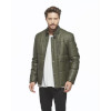 Green Taffeta Puffed Leather Coat for Men