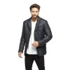 Blazer Bulging Navy Leather Jacket for Men