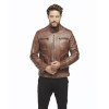 Sports Brown Leather Jacket for Men - Image 4