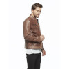 Sports Brown Leather Jacket for Men - Image 3