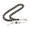 925 Carat Silver Engraved And Tasseled Oltu Stone Rosary