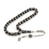 925 Carat Silver Embroidered And Tasseled Oltu Stone Rosary