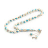 Turquoise Engraved 925 Carat Silver Rosary