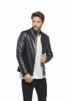 Armond Navy Blue Leather Coat - Image 2
