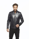 Armond Navy Blue Leather Coat - Image 3
