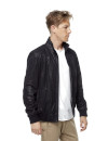 Navy Blue Suede Print Sport Leather Coat - Image 2