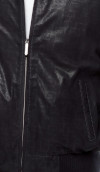 Navy Blue Suede Print Sport Leather Coat - Image 5