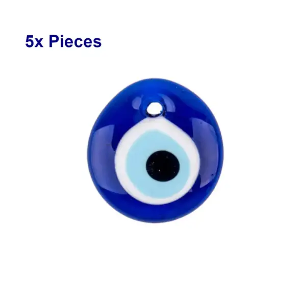 5 Pieces Classic Blue Evil Eye, Diameter 7.5 cm, Crystal Glass, Handmade